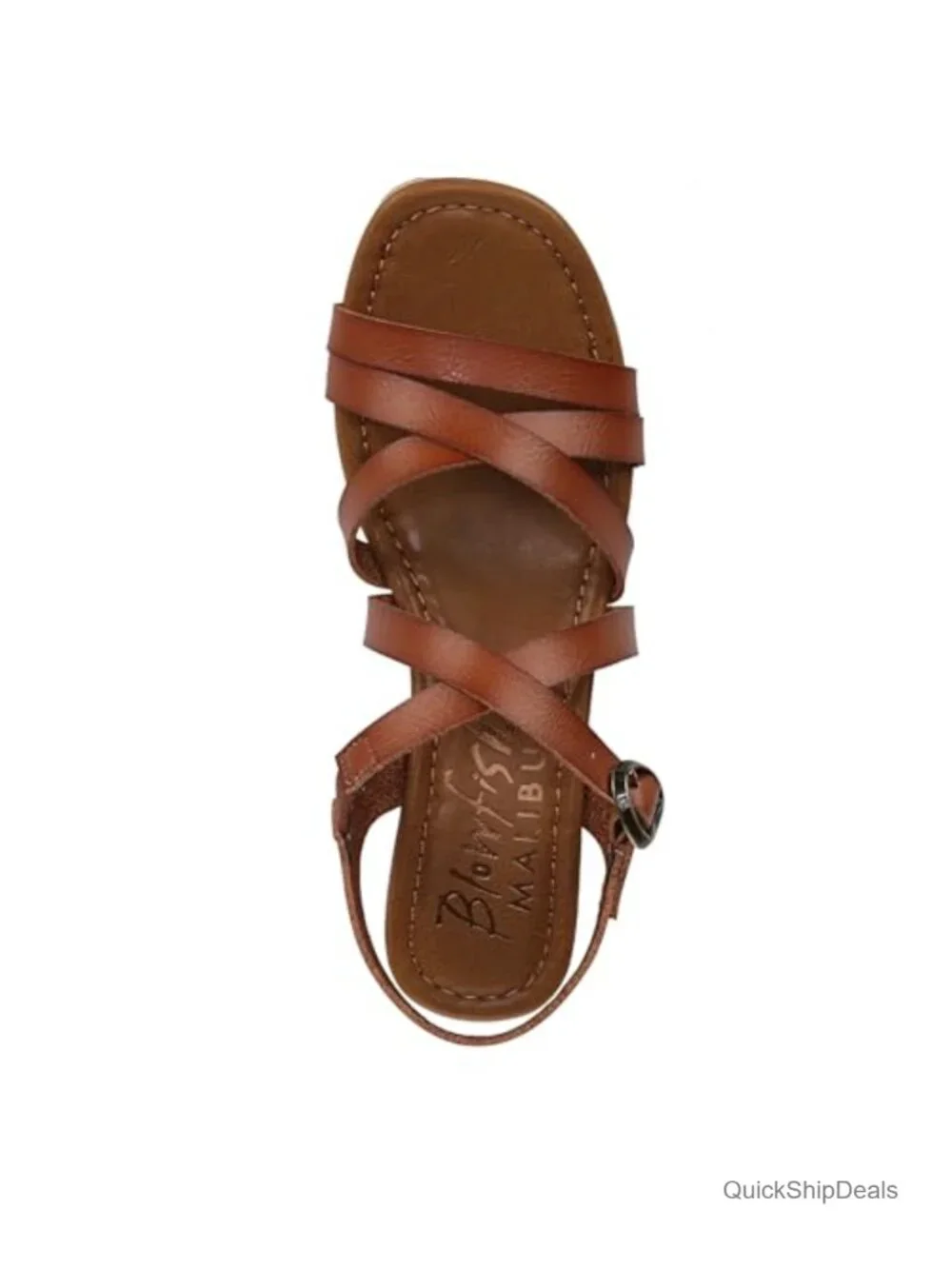 Faux-leather Cork Wedge Open Toe Sandal with Buckle